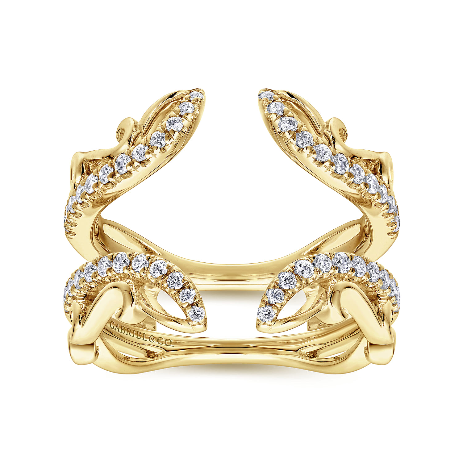 Enhancer Wedding Ring in 14k Yellow Gold with Round Natural Diamond at Gabriel & Co. - Shot 4