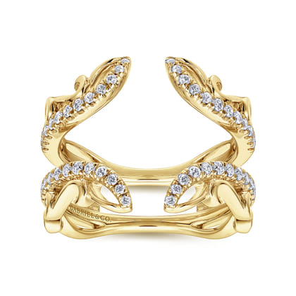 14K Yellow Gold French Pave Set Diamond Ring Enhancer