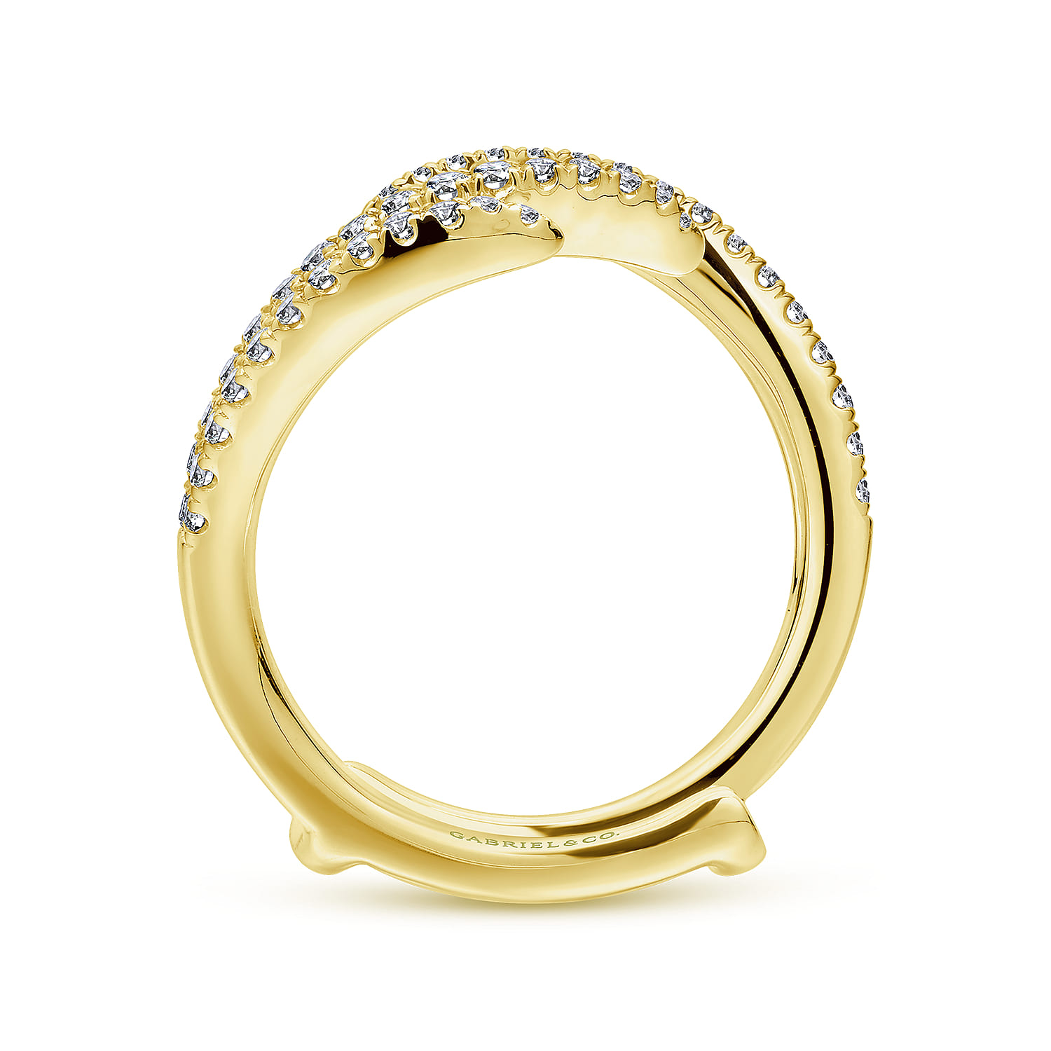 Enhancer Wedding Ring in 14k Yellow Gold with Round Natural Diamond at Gabriel & Co. - Shot 2