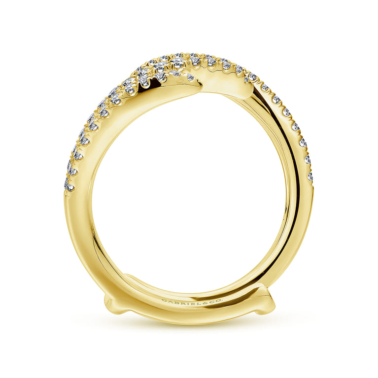 Enhancer Wedding Ring in 14k Yellow Gold with Round Natural Diamond at Gabriel & Co. - Shot 2