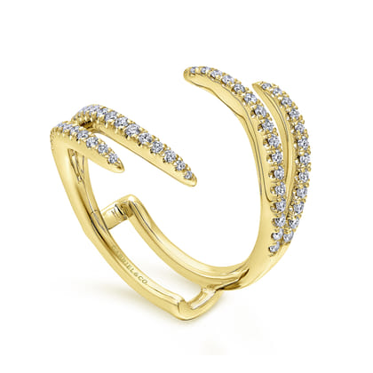 14K Yellow Gold French Pave Set Diamond Ring Enhancer