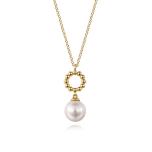 14K Yellow Gold Fresh Water Pearl Bujukan Drop Necklace