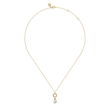 14K Yellow Gold Fresh Water Pearl Bujukan Drop Necklace
