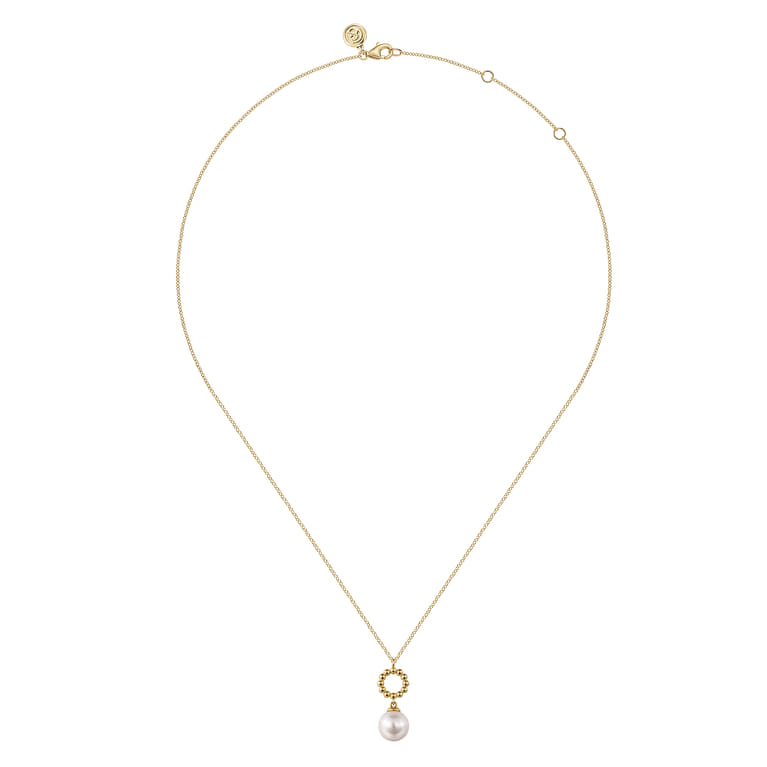 14K Yellow Gold Fresh Water Pearl Bujukan Drop Necklace - Shot 2
