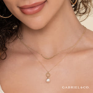 14K Yellow Gold Fresh Water Pearl Bujukan Drop Necklace