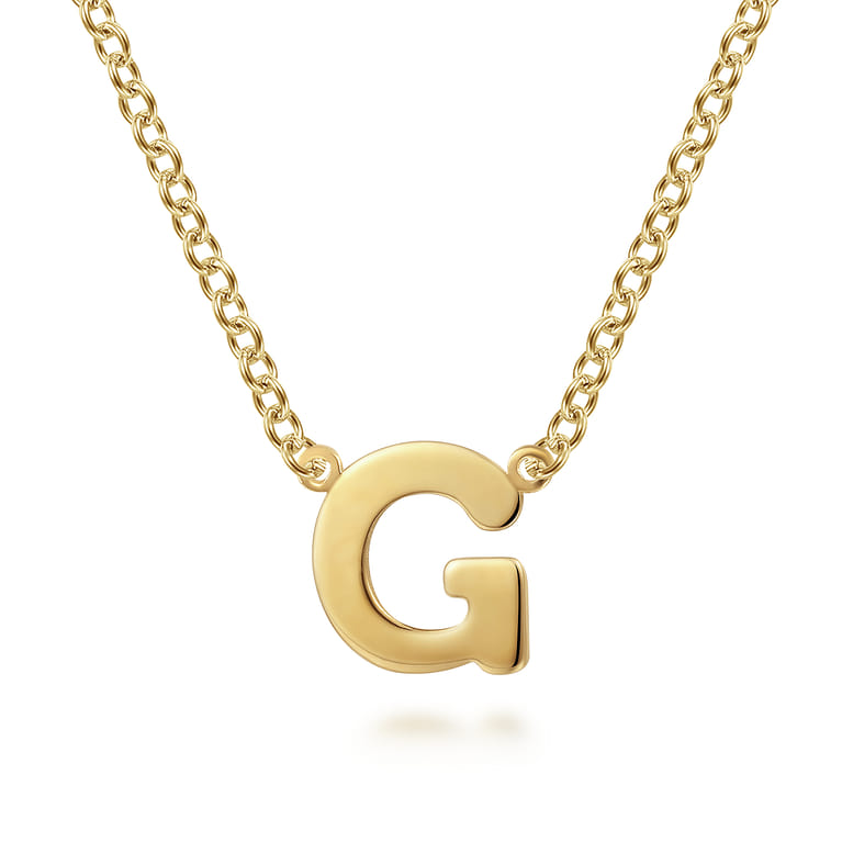 14K Yellow Gold G Initial Necklace - Shot 1