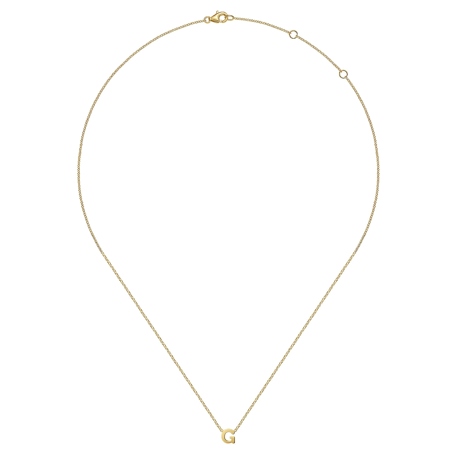 14K Yellow Gold G Initial Necklace - Shot 2