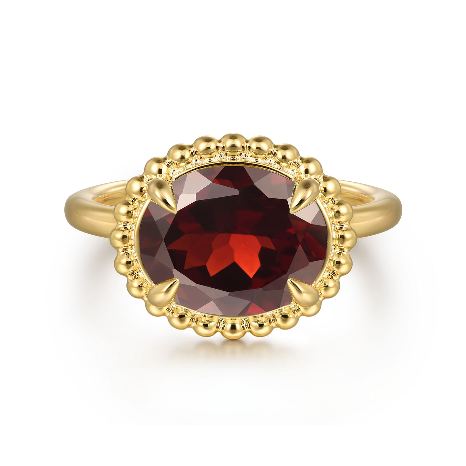 14K Yellow Gold Garnet Bujukan Ladies Ring