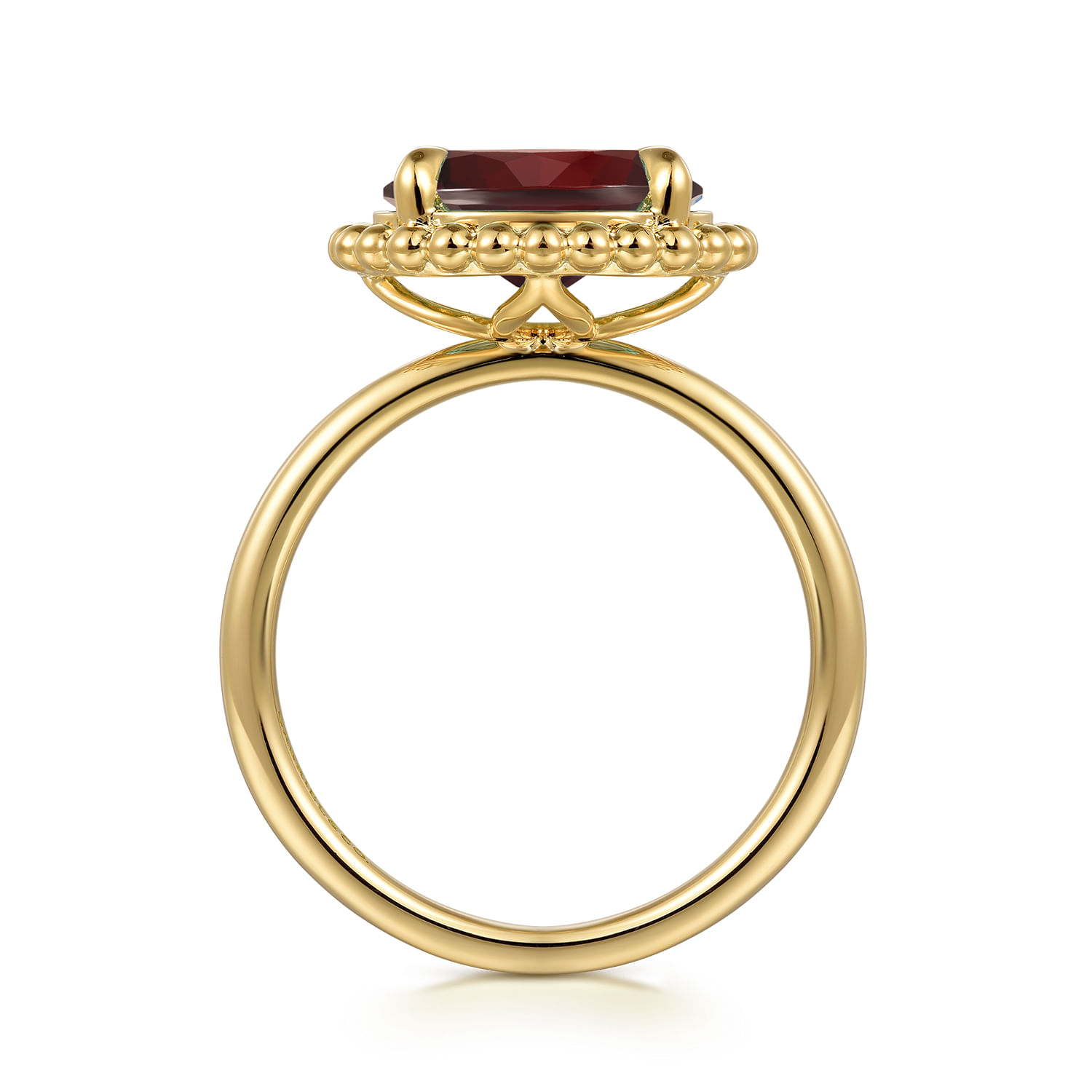 14K Yellow Gold Garnet Bujukan Ladies Ring