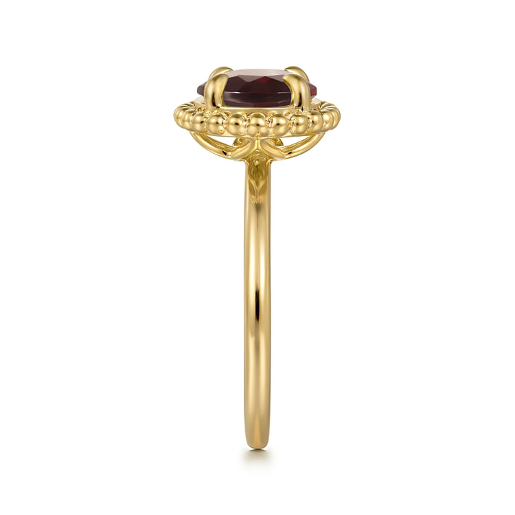 14K Yellow Gold Garnet Bujukan Ladies Ring