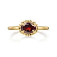 14K Yellow Gold Garnet Bujukan Ladies Ring