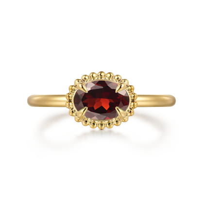 14K Yellow Gold Garnet Bujukan Ladies Ring