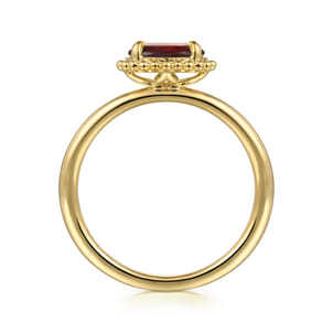 14K Yellow Gold Garnet Bujukan Ladies Ring