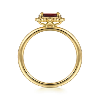 14K Yellow Gold Garnet Bujukan Ladies Ring