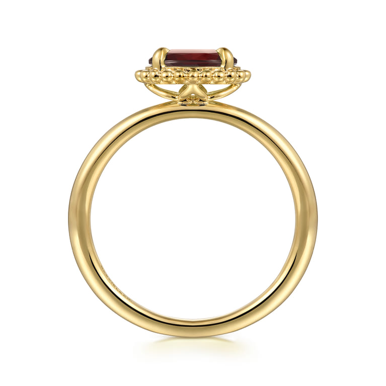 14K Yellow Gold Garnet Bujukan Ladies Ring - Shot 2