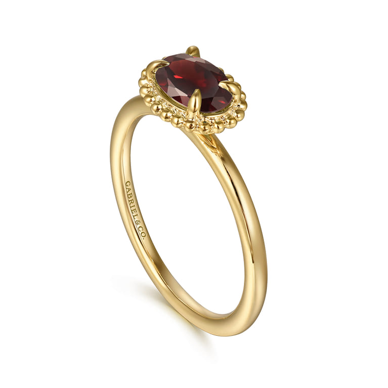 14K Yellow Gold Garnet Bujukan Ladies Ring - Shot 3