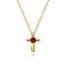 14K Yellow Gold Garnet Cross Pendant Necklace