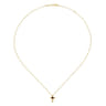 14K Yellow Gold Garnet Cross Pendant Necklace