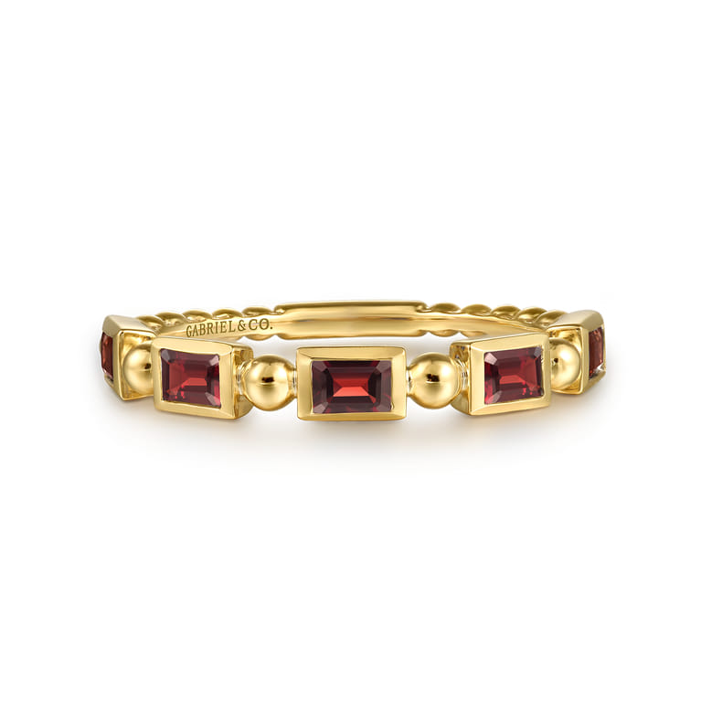 14K Yellow Gold Garnet Geometric Stackable Ring - Shot 1