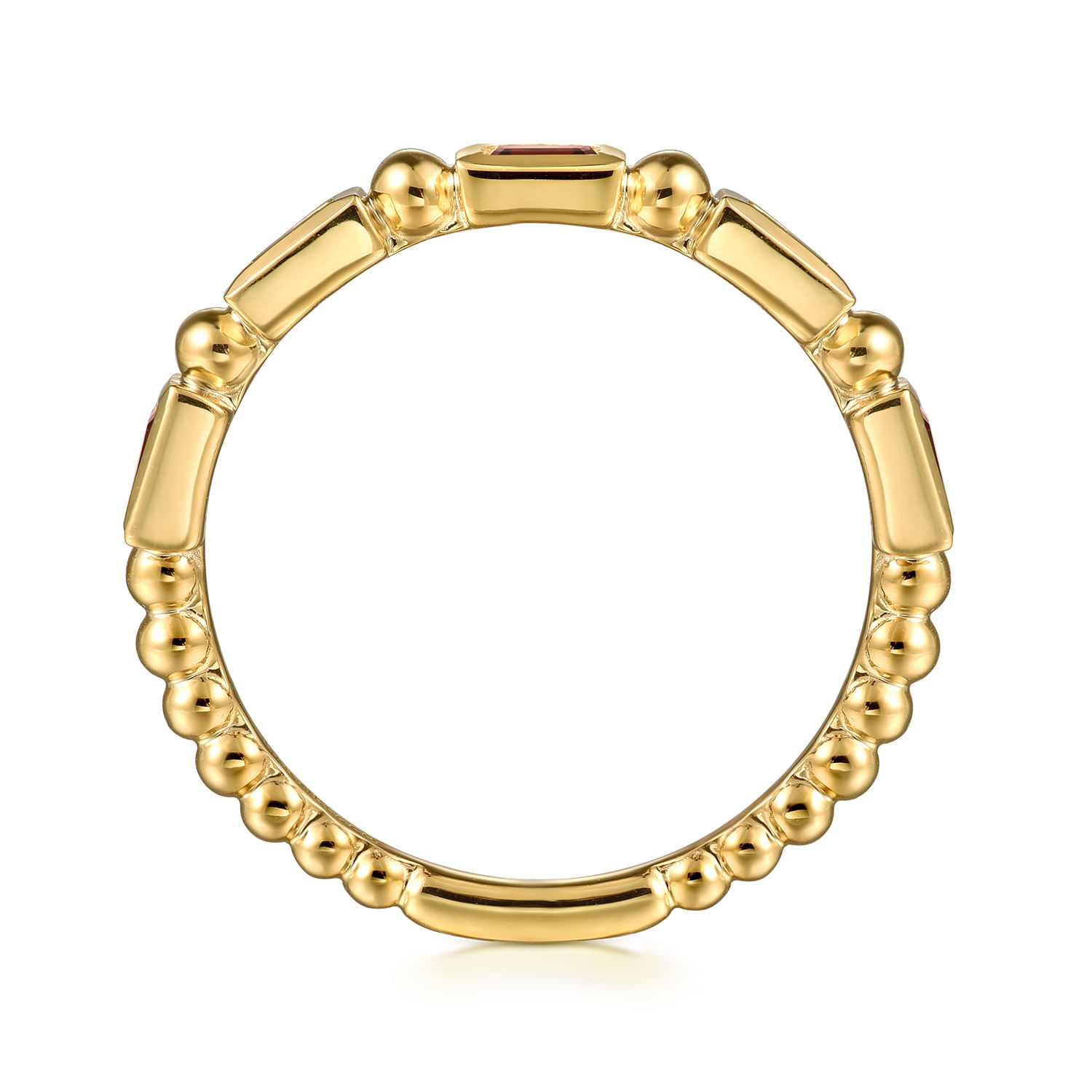 14K Yellow Gold Garnet Geometric Stackable Ring