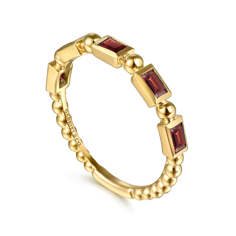 14K Yellow Gold Garnet Geometric Stackable Ring - Shot 3