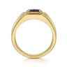 14K Yellow Gold Garnet Mens Ring in High Polish Finish