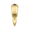 14K Yellow Gold Garnet Mens Ring in High Polish Finish