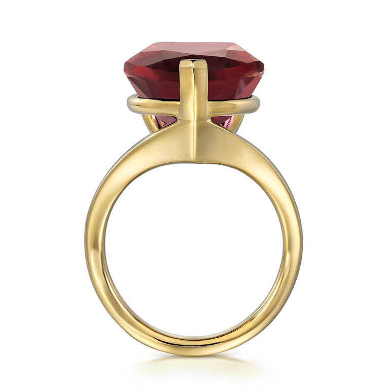 14K Yellow Gold Garnet Pear Ladies Ring - Shot 2