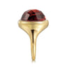 14K Yellow Gold Garnet Round Shape Ladies Ring With Flower Pattern J-Back