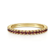 14K Yellow Gold Garnet Stackable Ring