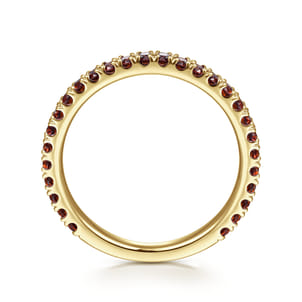 14K Yellow Gold Garnet Stackable Ring