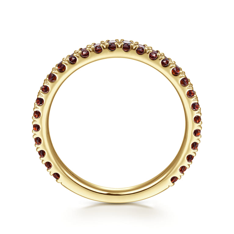 14K Yellow Gold Garnet Stackable Ring - Shot 2