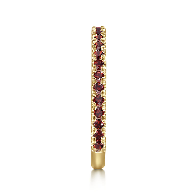 14K Yellow Gold Garnet Stackable Ring - Shot 4