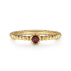 14K Yellow Gold Garnet Stackable Ring