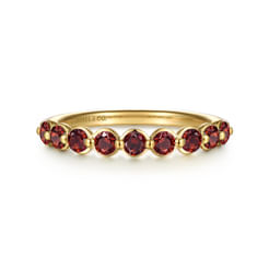 14K Yellow Gold Garnet Stackable Ring