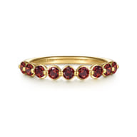 14K Yellow Gold Garnet Stackable Ring