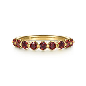 14K Yellow Gold Garnet Stackable Ring