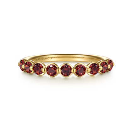 14K Yellow Gold Garnet Stackable Ring