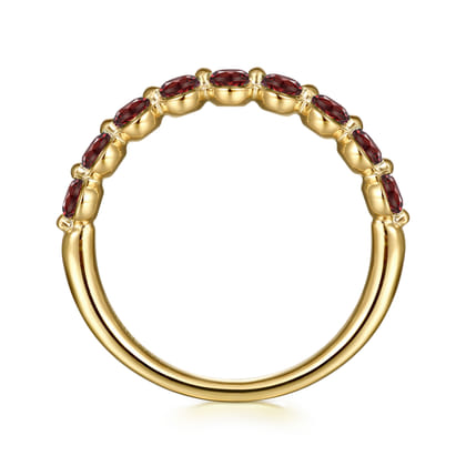 14K Yellow Gold Garnet Stackable Ring