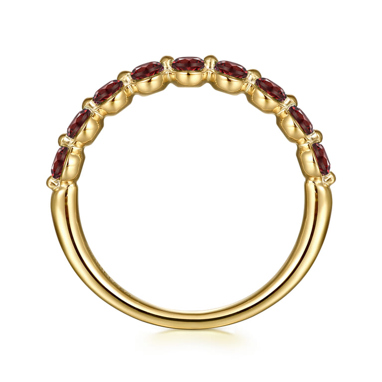 14K Yellow Gold Garnet Stackable Ring - Shot 2