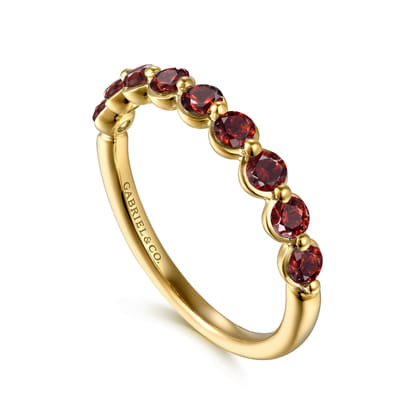 14K Yellow Gold Garnet Stackable Ring