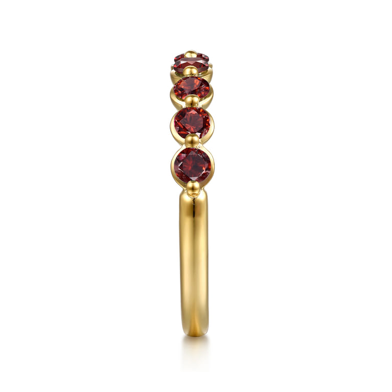 14K Yellow Gold Garnet Stackable Ring - Shot 4
