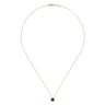 14K Yellow Gold Garnet and Diamond Halo Pendant Necklace - 0.07 ct