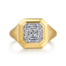 14K Yellow Gold Geometric Baguette Diamond Signet Ring - 0.4 ct