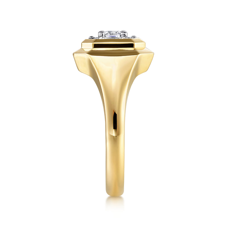 14K Yellow Gold Geometric Baguette Diamond Signet Ring - 0.4 ct - Shot 4