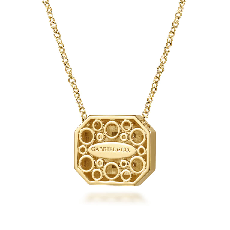 14K Yellow Gold Geometric Baguette and Round Diamond Pendant Necklace - 0.75 ct - Shot 3