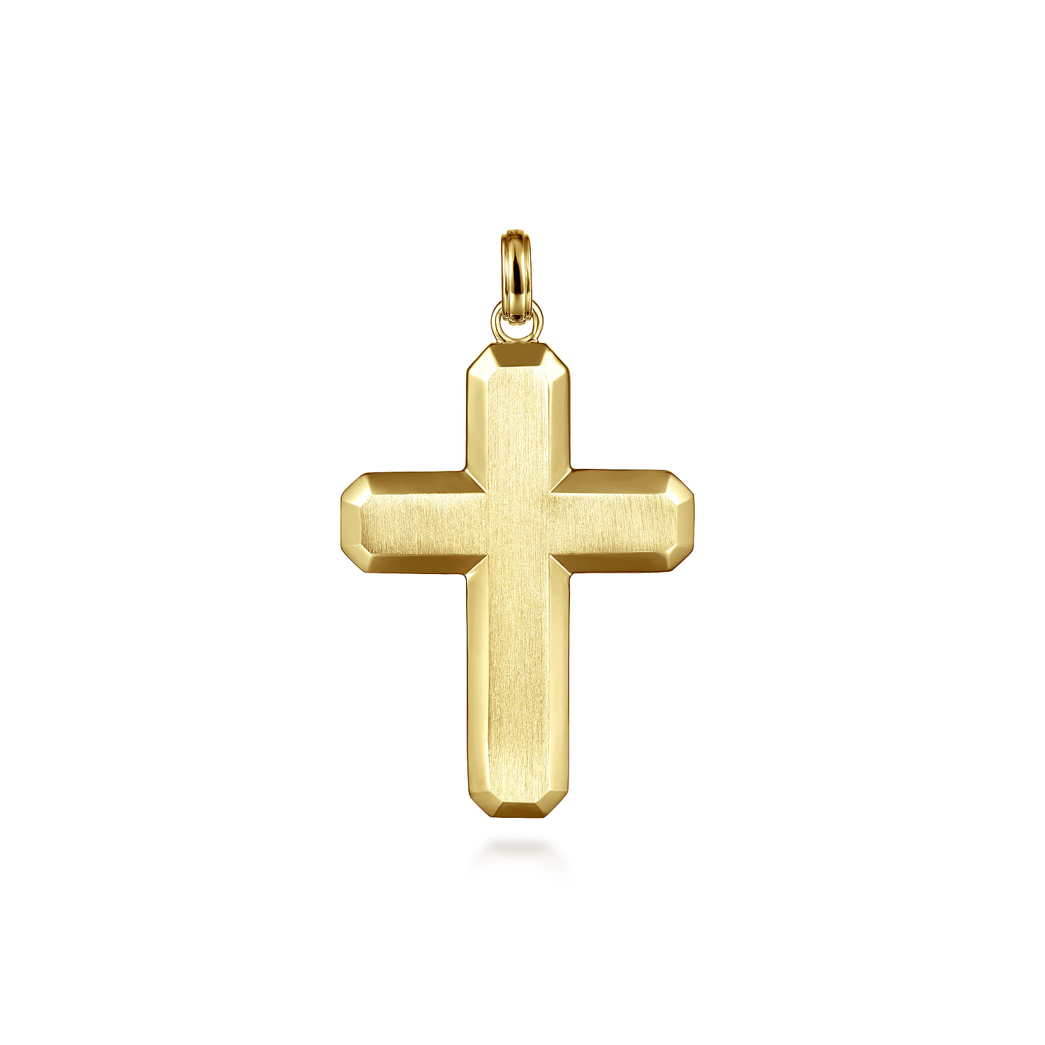 14K Yellow Gold Geometric Cross Pendant - Shot 1