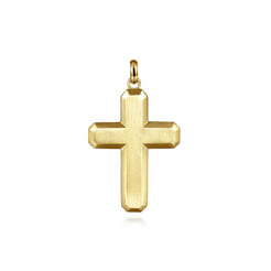 14K Yellow Gold Geometric Cross Pendant