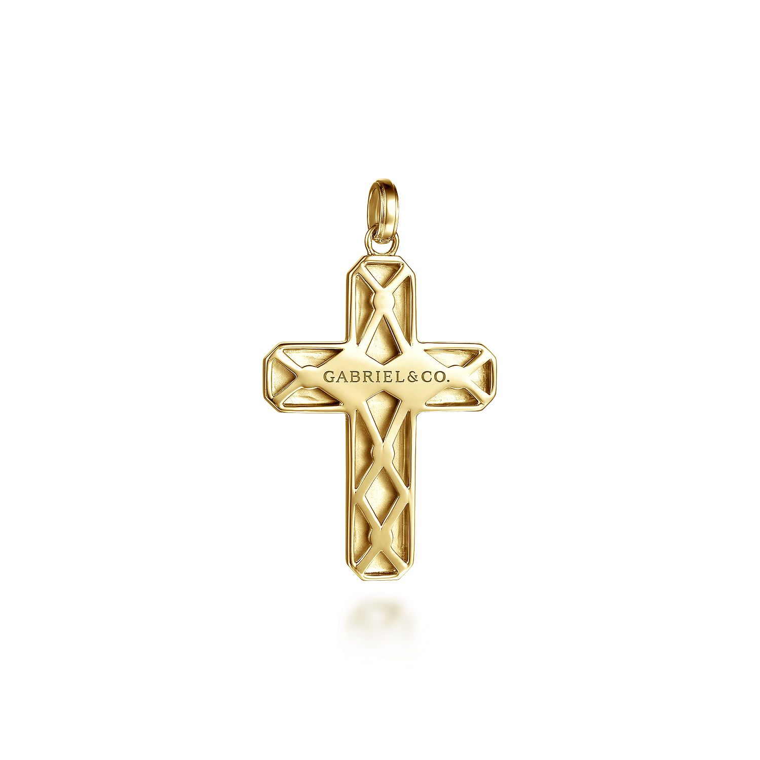 【papier】Cross Cami / Beige 14K Yellow Gold Geometric Cross Pendant @ $2375. Shop