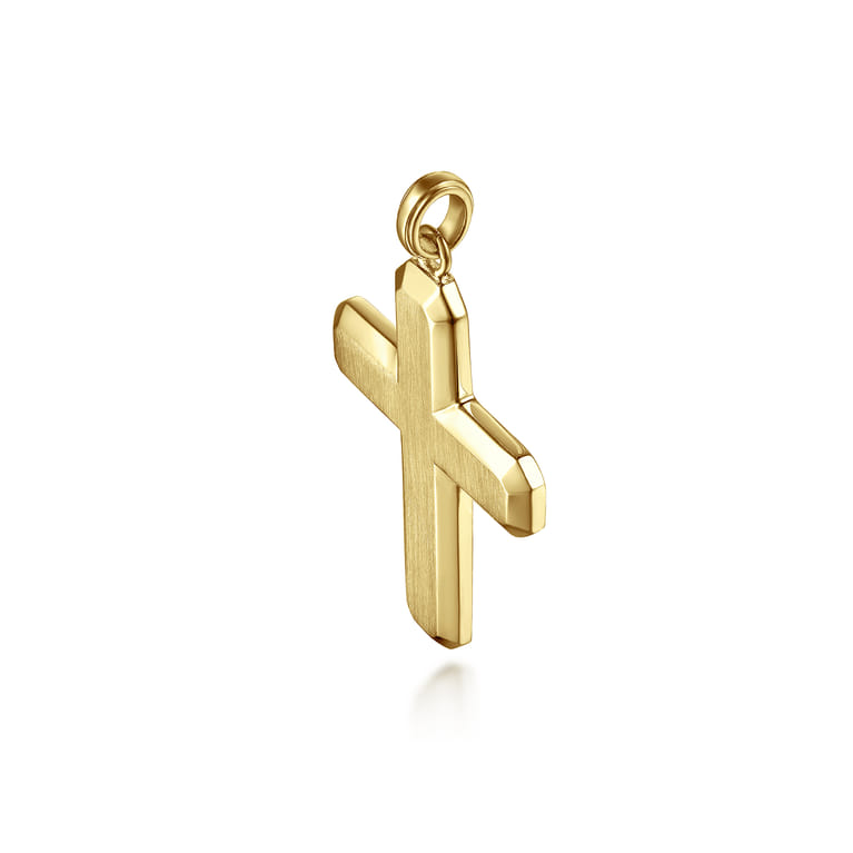 14K Yellow Gold Geometric Cross Pendant - Shot 5